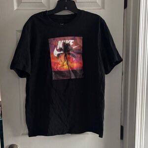 Nike Black Short Sleeve Tee with Sunset Palm Graphic